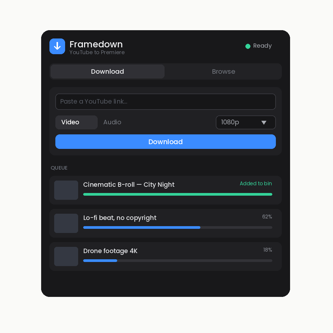 Framedown Pro – YouTube downloader for Premiere Pro